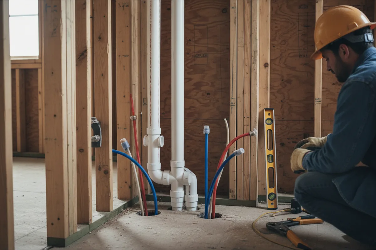 Drain and supply rough-in during Drain Cleaning in Glendora