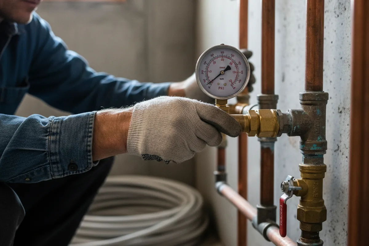 Pressure testing a repaired line during Water Line Repair in Glendora